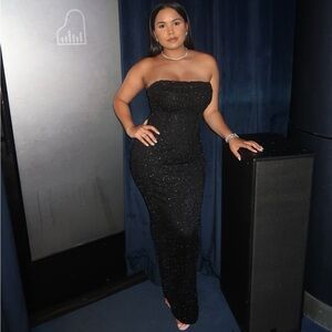 PALERMO Embellished Bandeau Cowl Neck Maxi Dress in Black Size 6 WORN ONCE